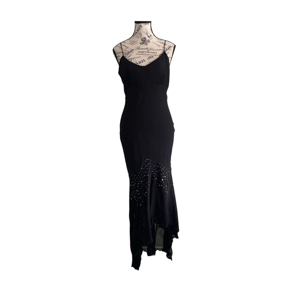 Dark Siren Gown – Jessica Black Studded Dress with Asymmetrical Hem | Si… - Picture 1 of 7